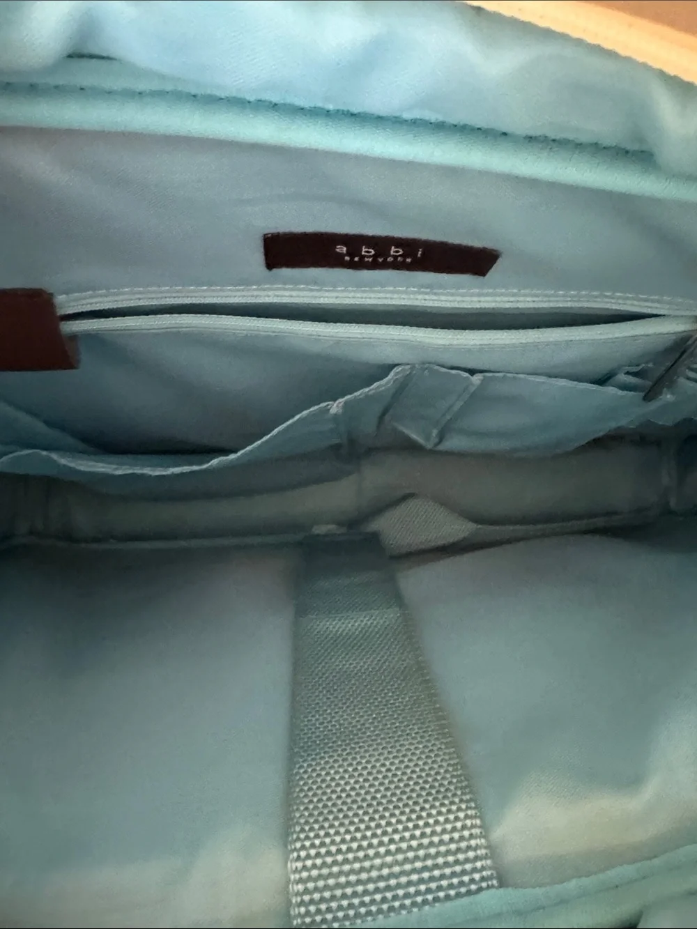 Abbi Cream Quilted Laptop Bag with Crystal Studs and Tan Trim